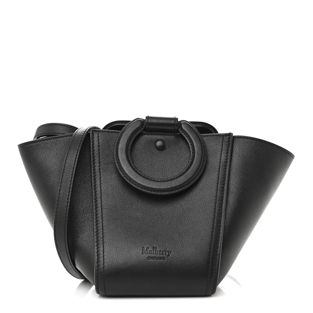Silky Calfskin Mini Rider's Top Handle Bag Black