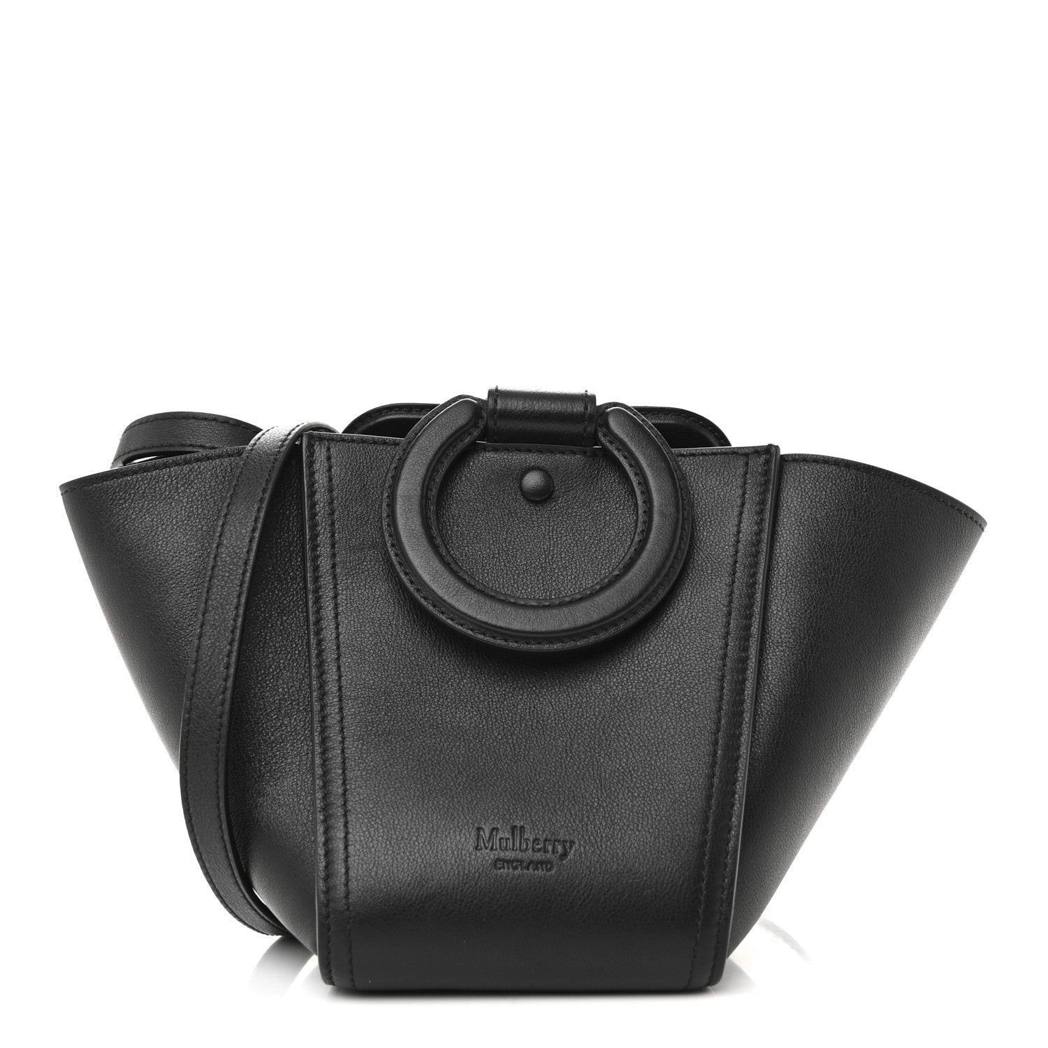 Silky Calfskin Mini Rider's Top Handle Bag Black