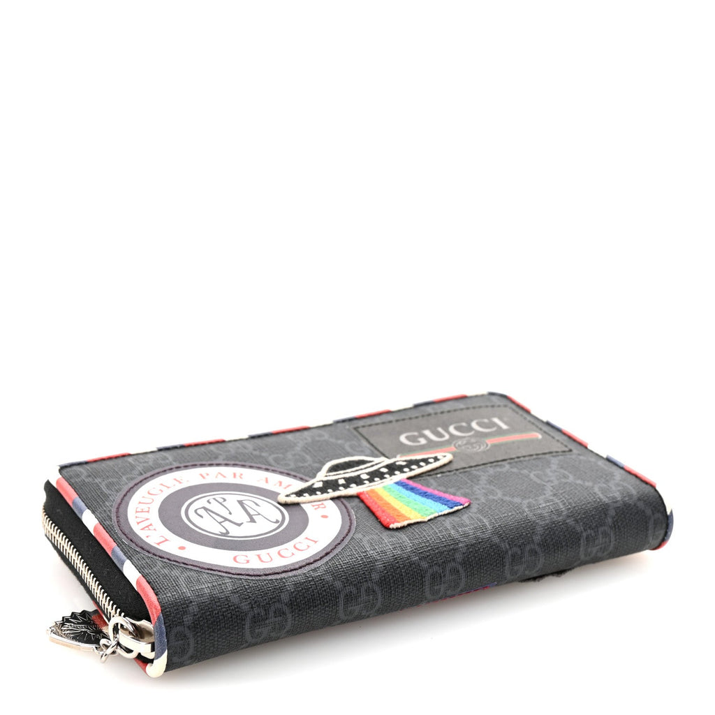 GG Supreme Monogram Night Courrier Embroidered Zip Around Wallet