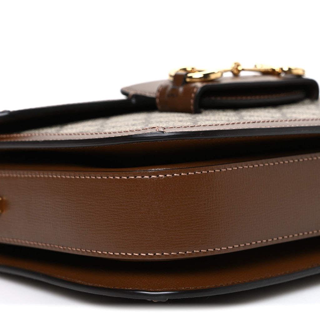 GG Supreme Monogram Horsebit 1955 Shoulder Bag Beige Brown Sugar