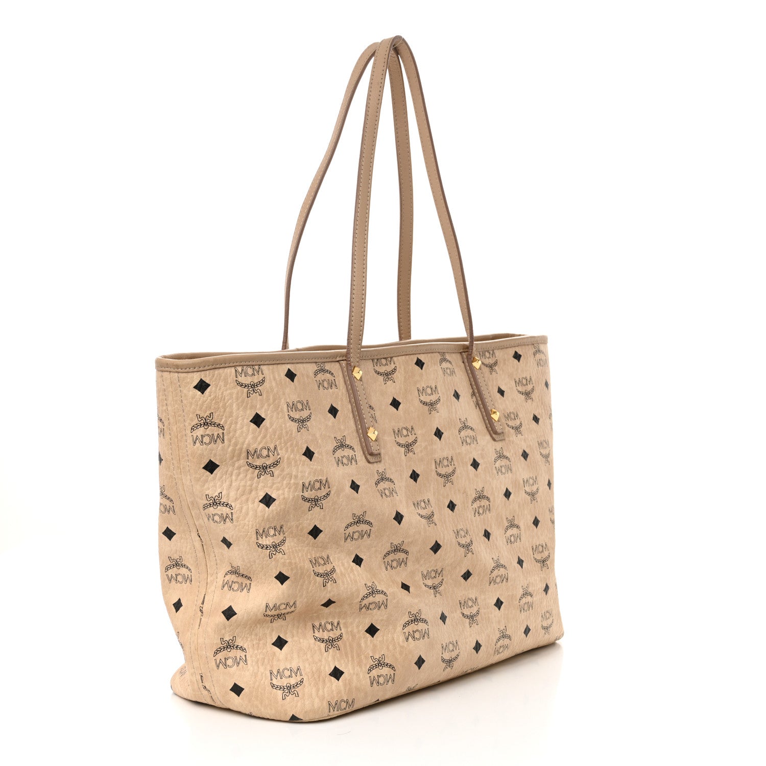 Visetos Medium Top Zip Shopper Tote Beige