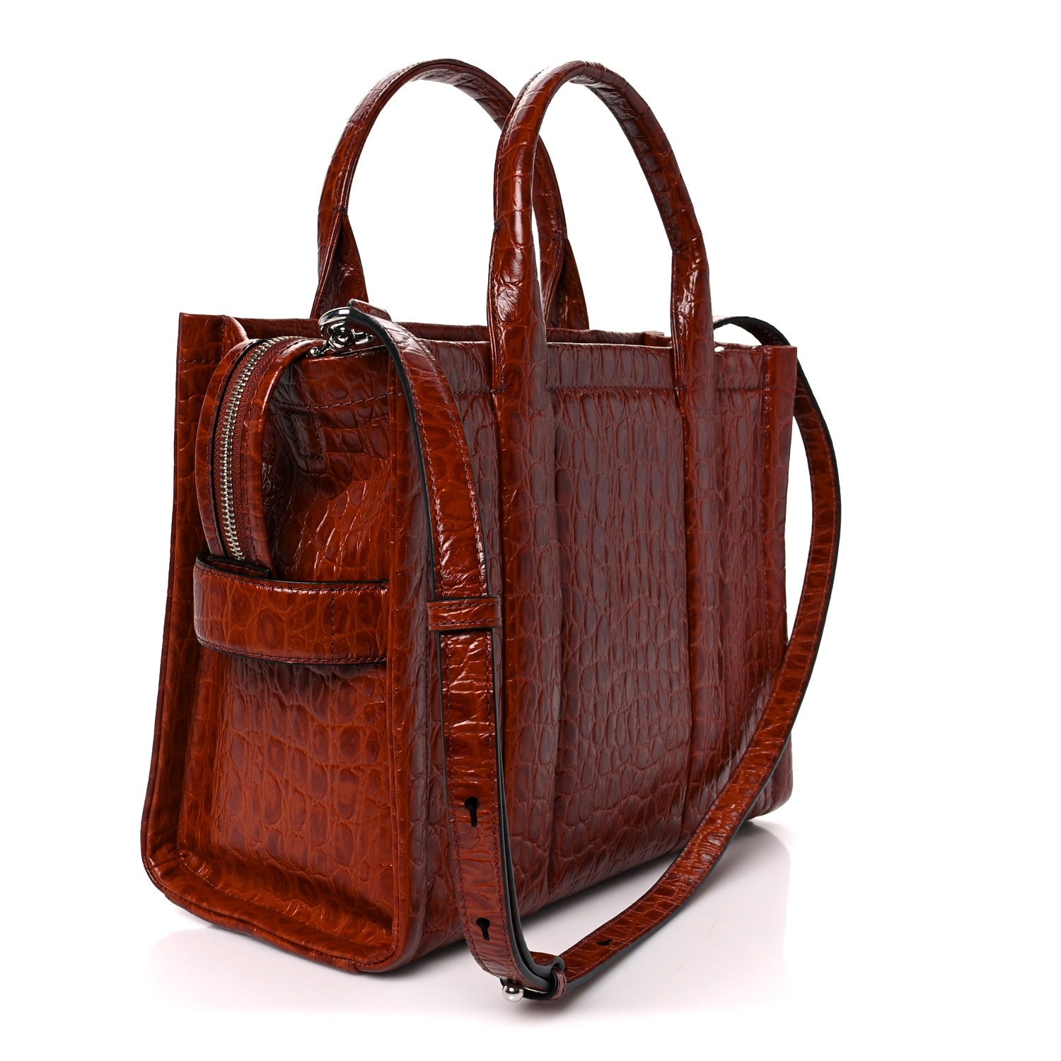 Croc Embossed Small The Tote Bag Spice Brown