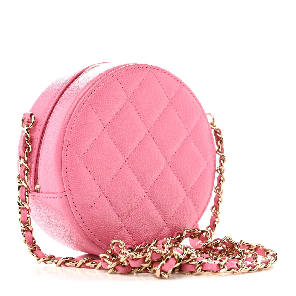 Caviar Quilted Gripoix CC Round Clutch With Chain Pink