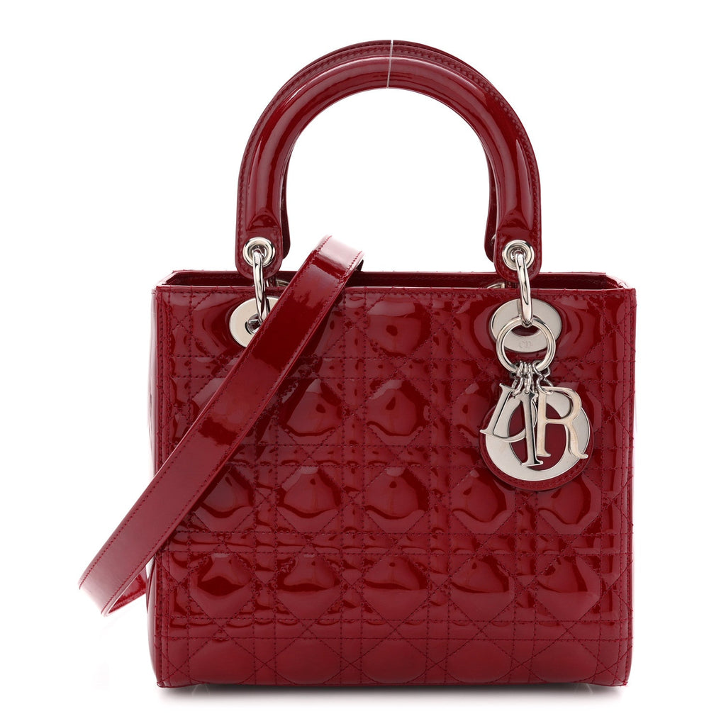 Patent Cannage Medium Lady Dior Red
