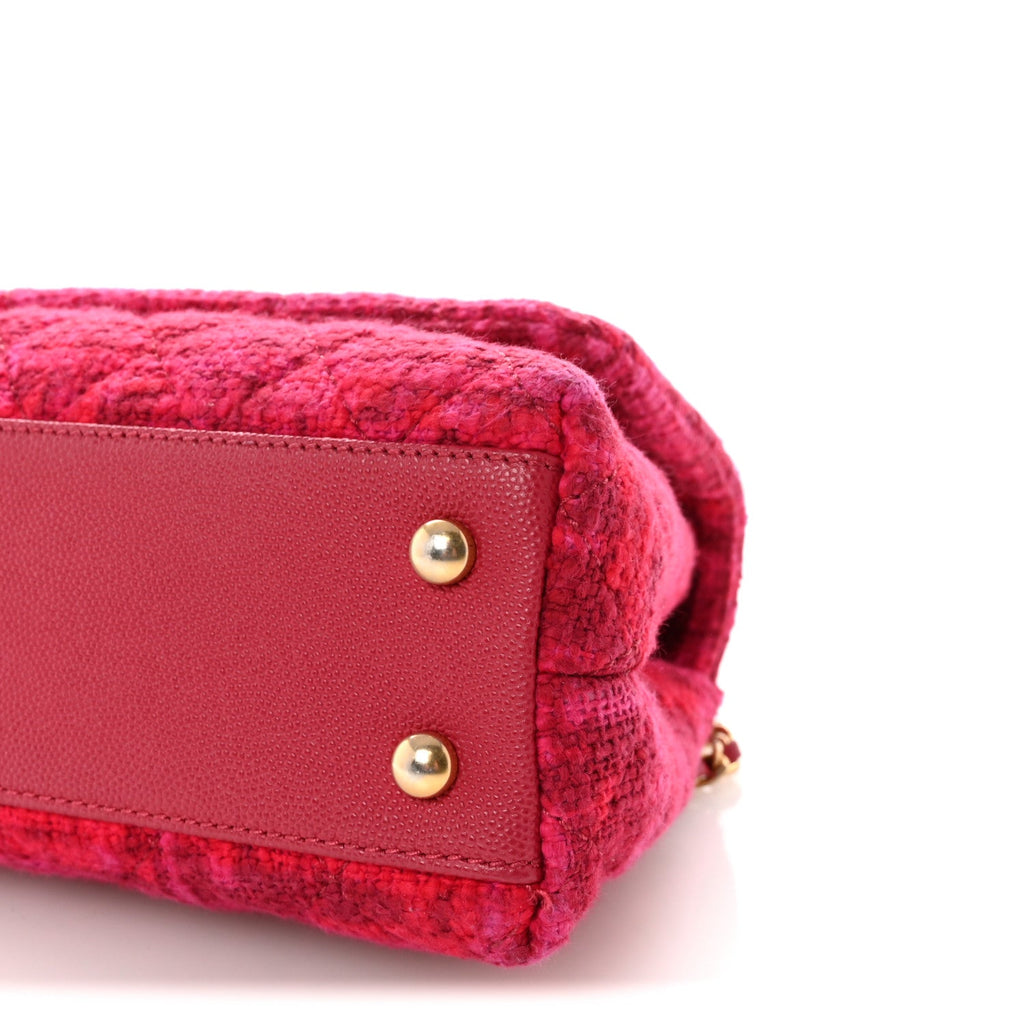 Tweed Mini Coco Handle Flap Fuchsia
