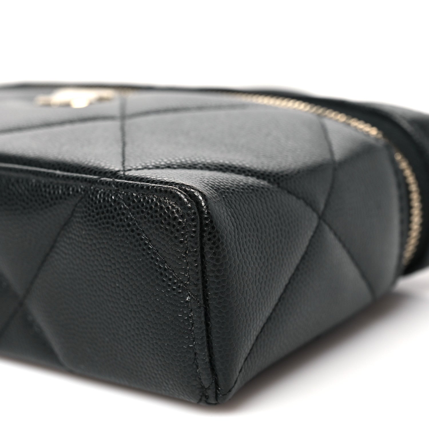 Caviar Quilted Top Handle Slim Vanity With Chain Black