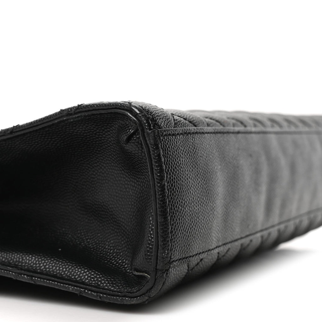 Grain De Poudre Textured Mixed Matelasse Large Triquilt Monogram Satchel Black