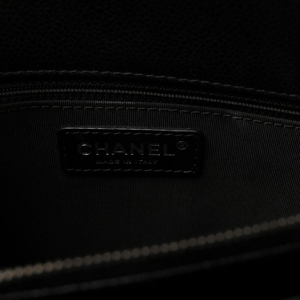 Caviar Quilted Small City Shopping Tote Black