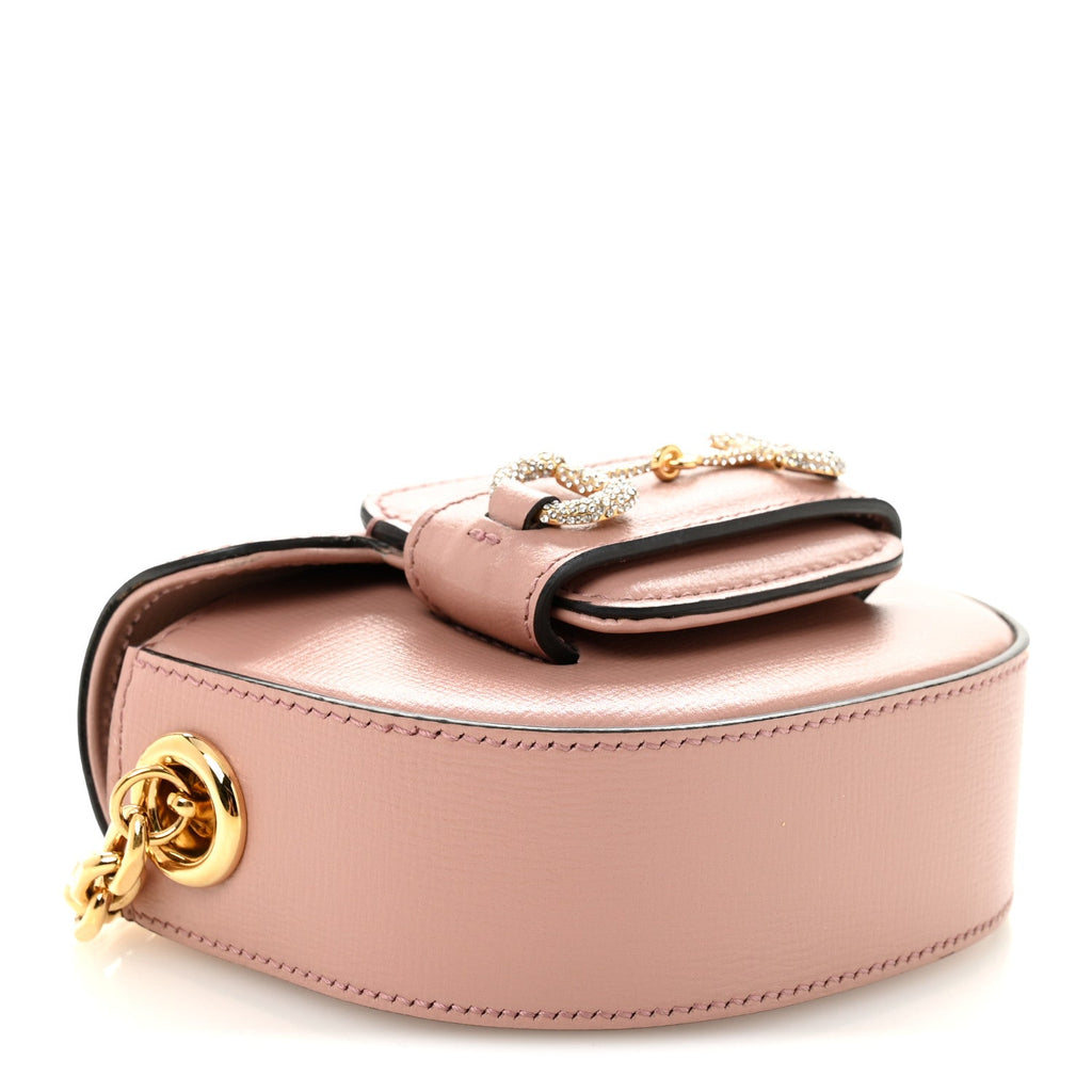 Azalea Calfskin Crystal GG Monogram Mini Horsebit 1955 Waist Bag Pink