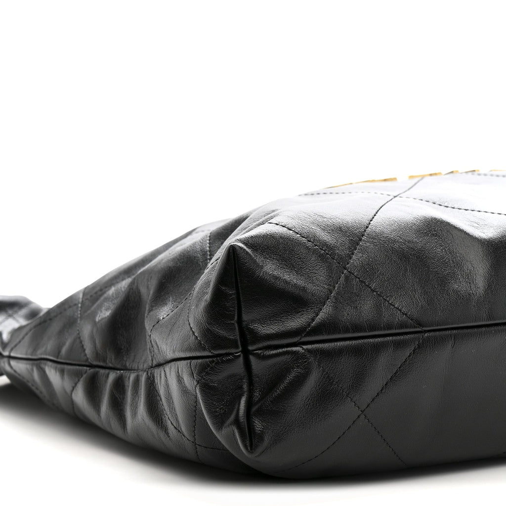Shiny Calfskin Quilted Small Chanel 22 Black