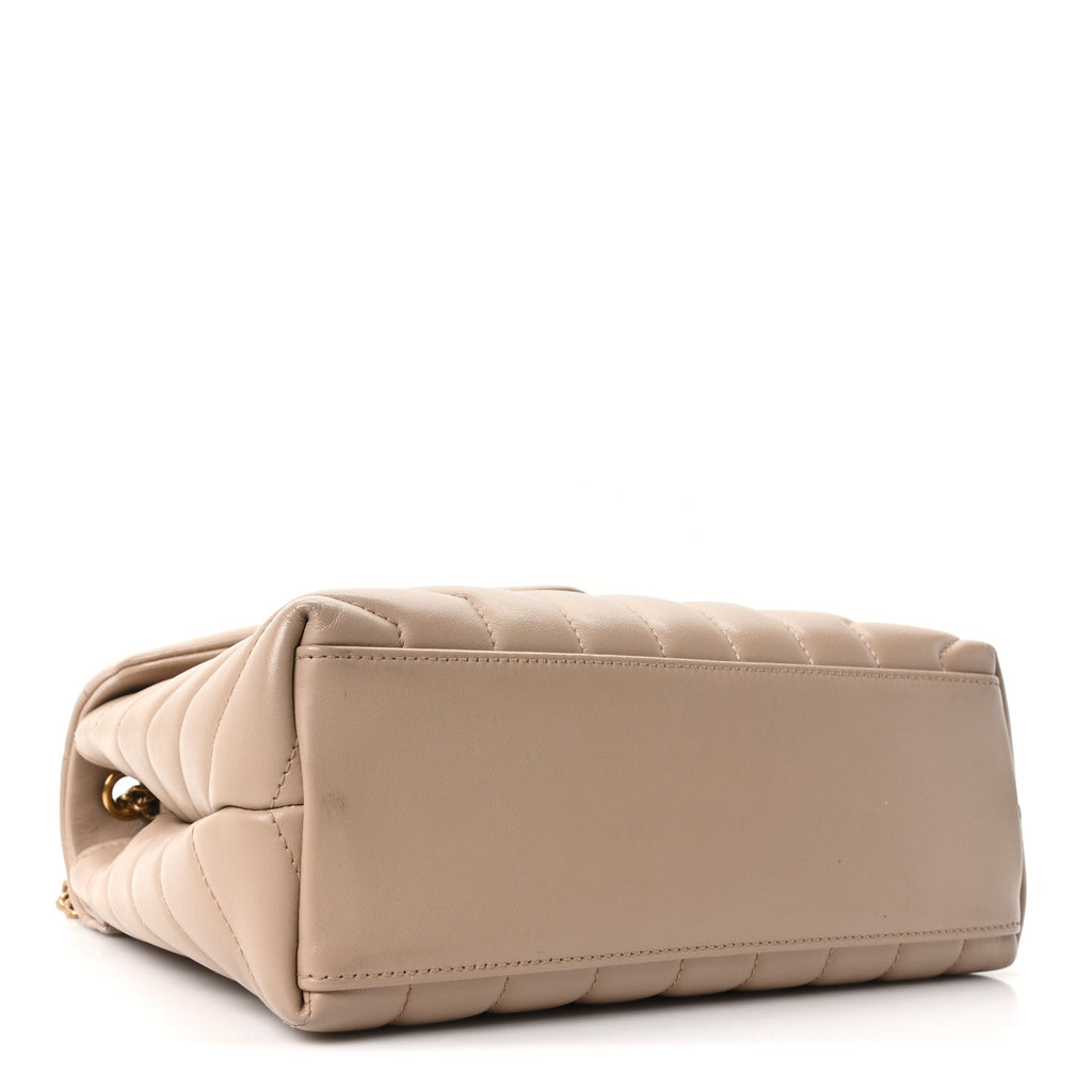 Calfskin Y Quilted Monogram Small Loulou Chain Satchel Dark Beige