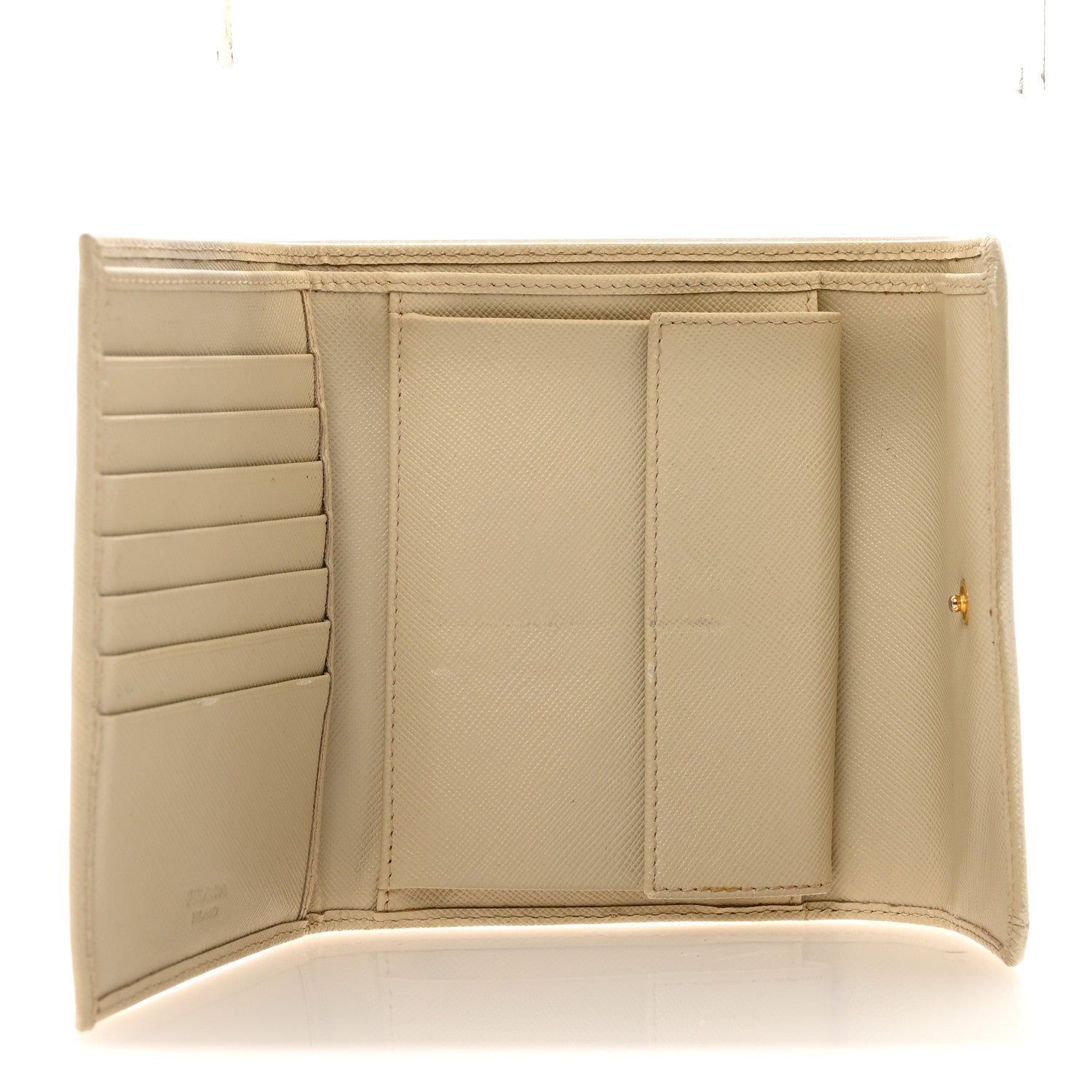 Saffiano Metal Tri-Fold Compact Wallet White