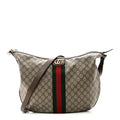 GG Supreme Monogram Web Ophidia Half Moon Hobo Brown