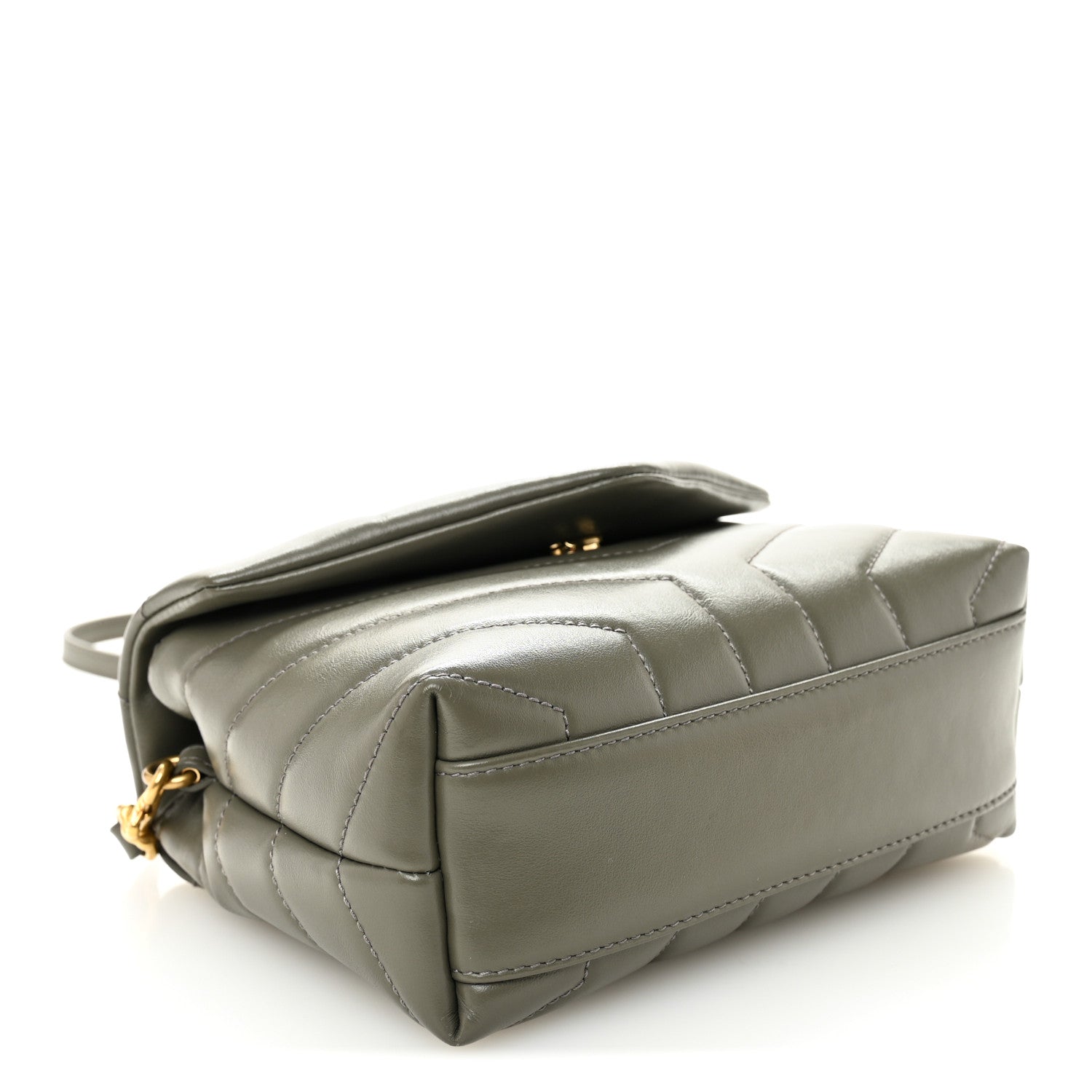 Calfskin Y Quilted Monogram Toy Loulou Crossbody Bag Grey Kaki