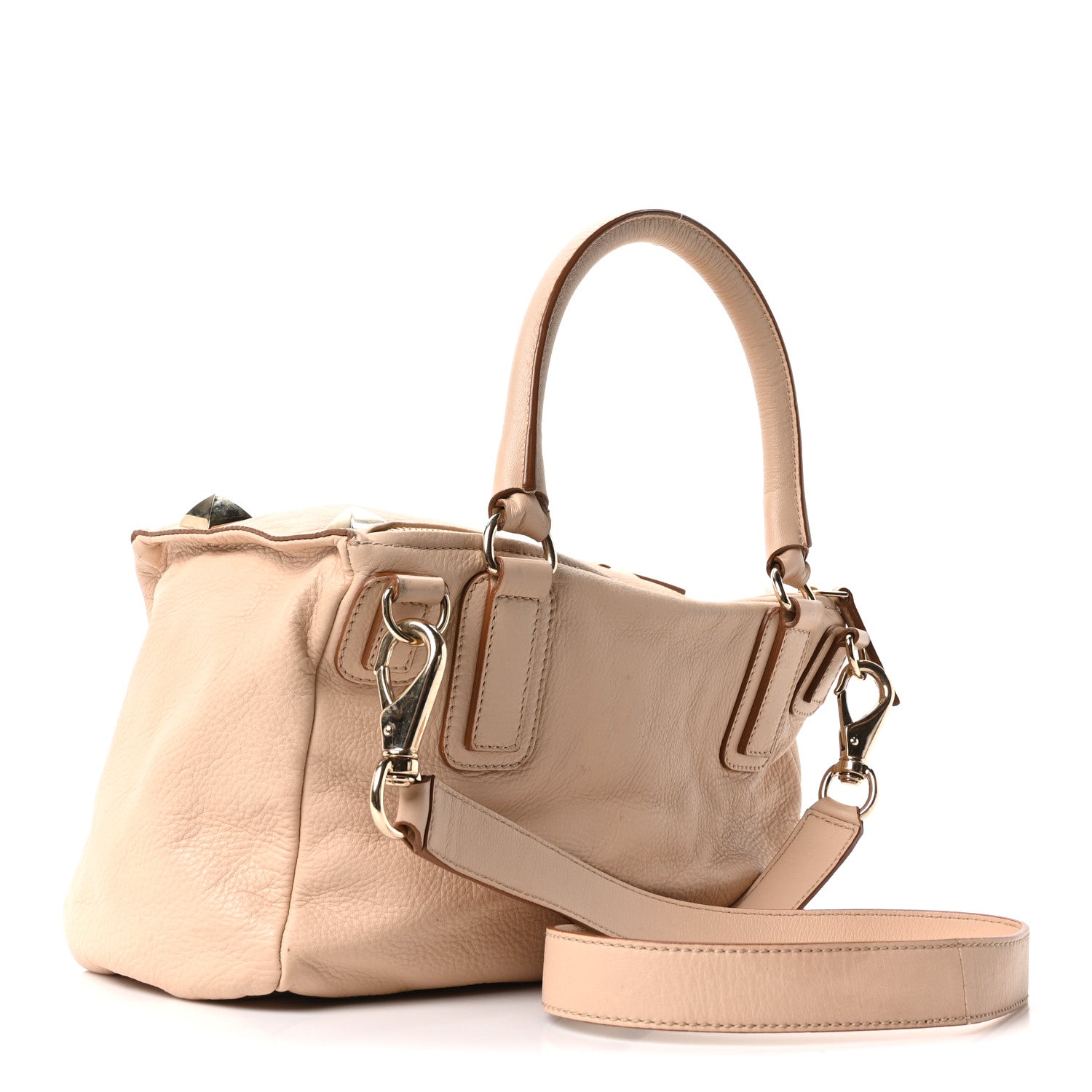 Bubble Calfskin Studded Pandora Light Beige