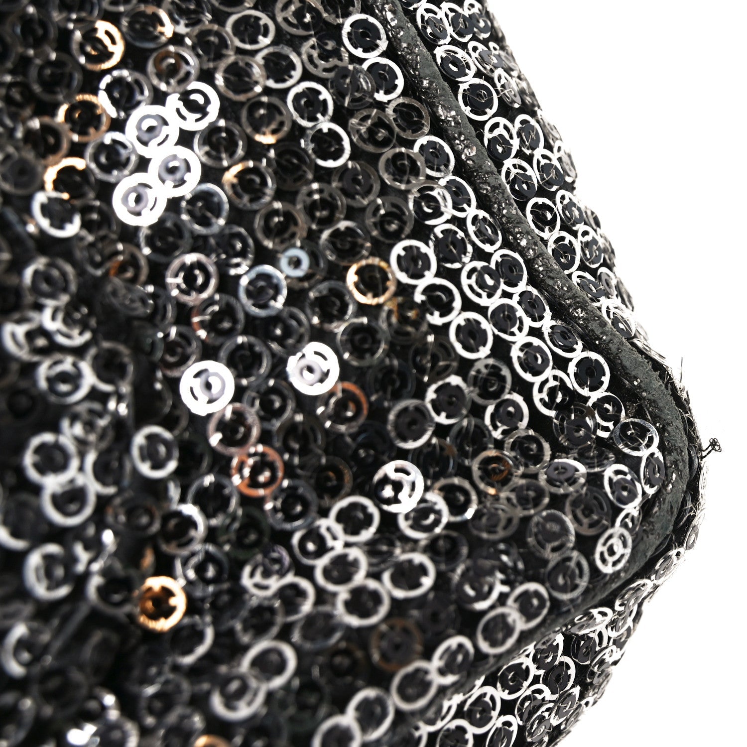 Sequin Medium Single Flap Dark Silver