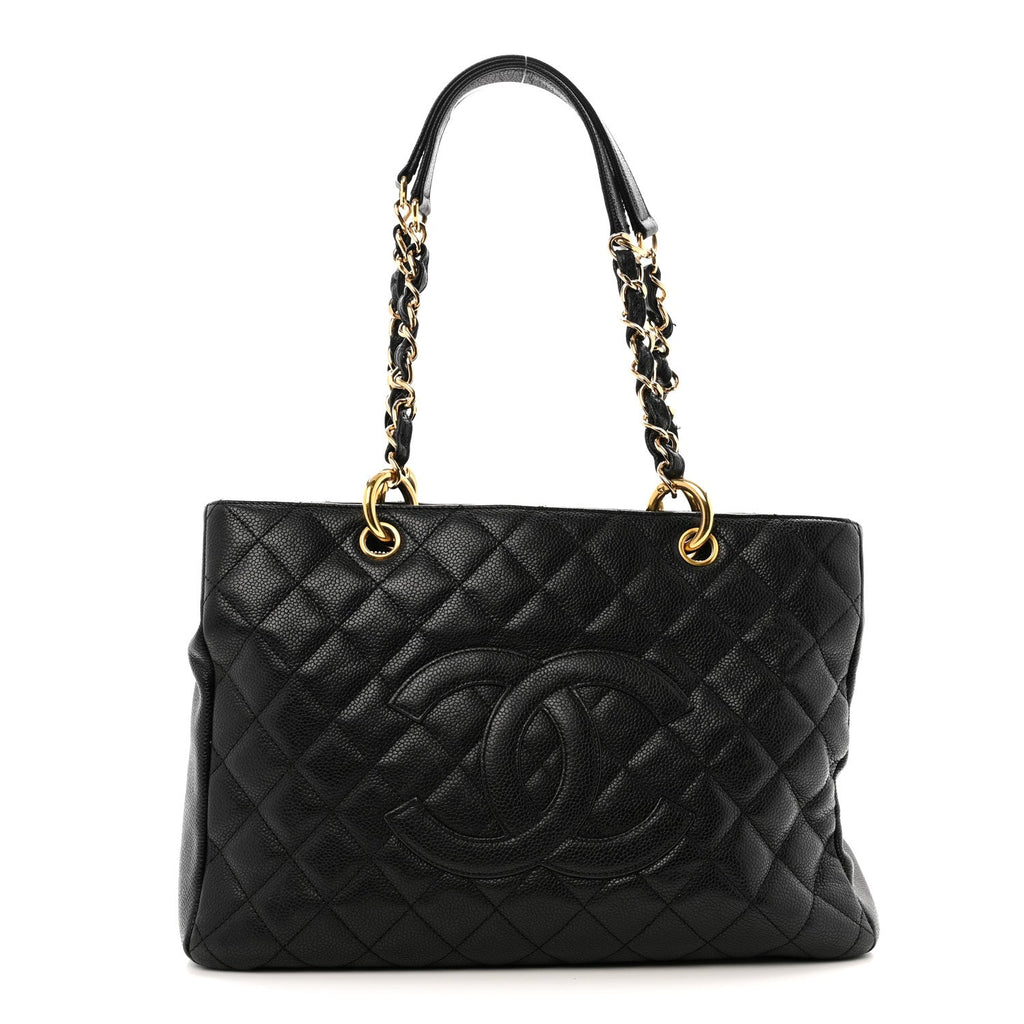 Caviar Quilted Grand Shopping Tote GST Black