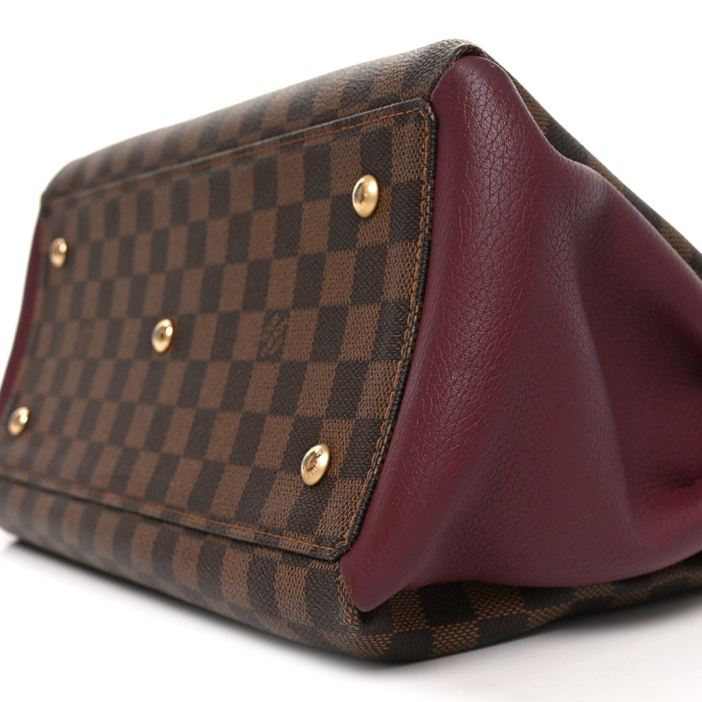 Cuir Taurillon Damier Ebene Normandy Bordeaux