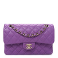 Caviar Quilted Small Double Flap Purple