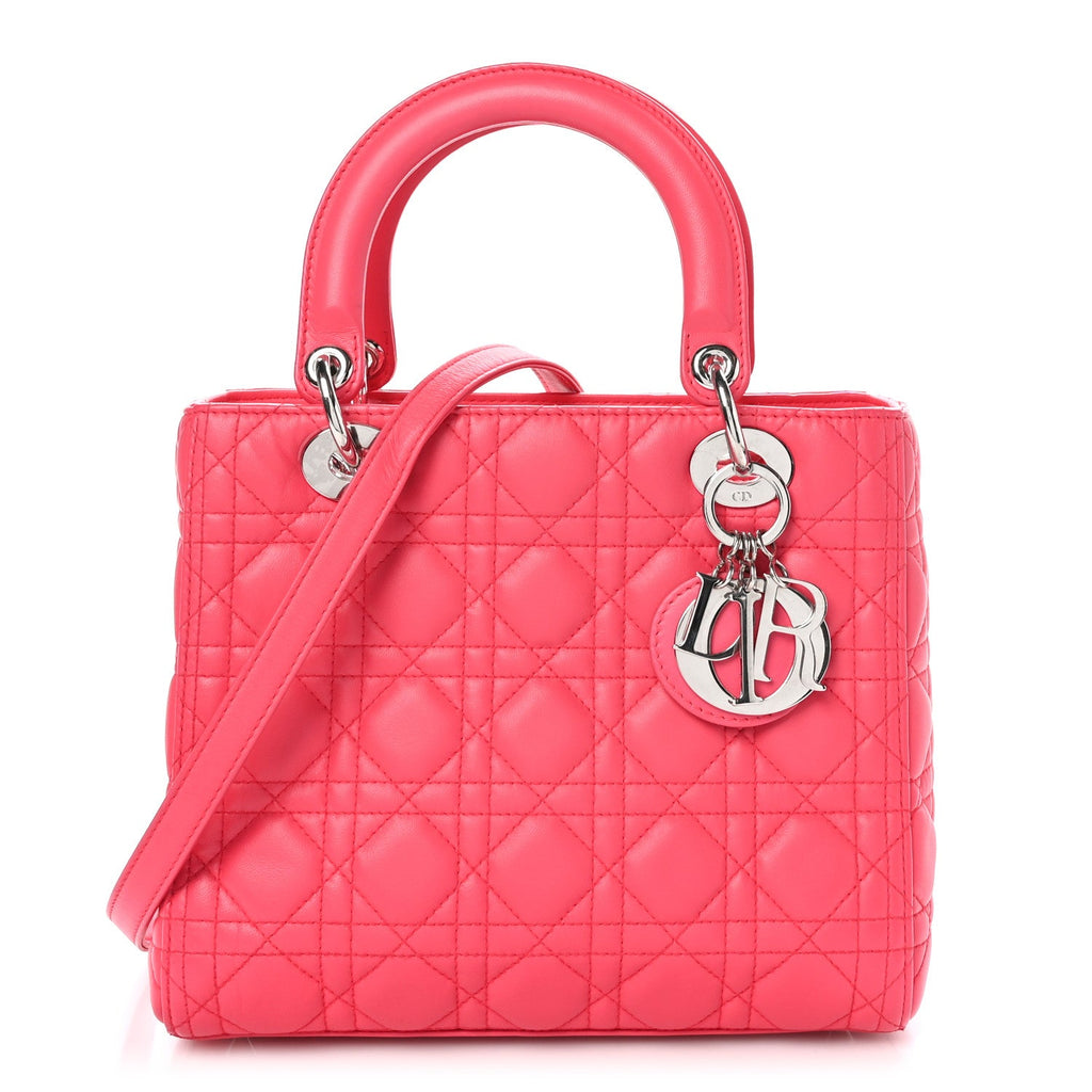 Lambskin Cannage Medium Lady Dior Fuchsia