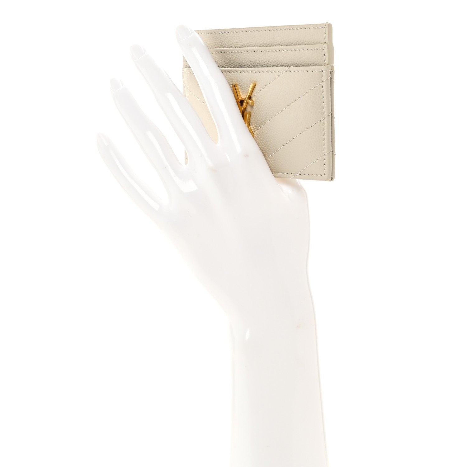 Grain De Poudre Matelasse Chevron Monogram Credit  Case Crema Soft