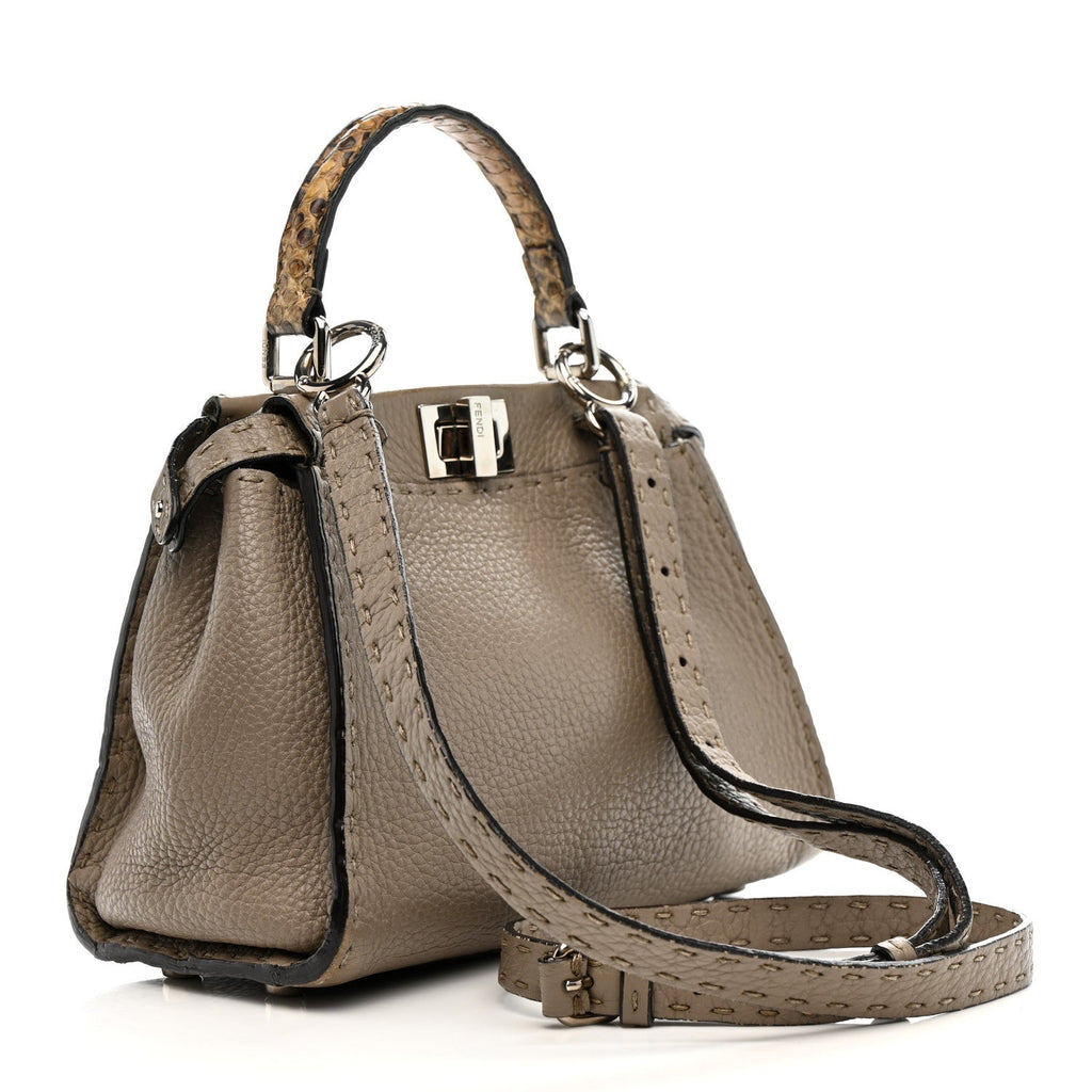 Cuoio Romano Snakeskin Selleria Mini Peekaboo Iconic Satchel Roccia Corda