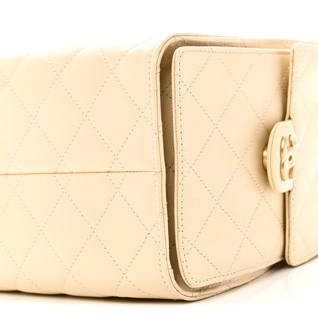 Caviar Quilted Small Chanel 25 Handbag Light Beige
