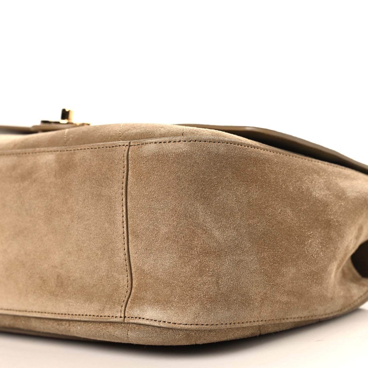 Suede Calfskin Small Souplissimo Maxi Flap Dark Beige