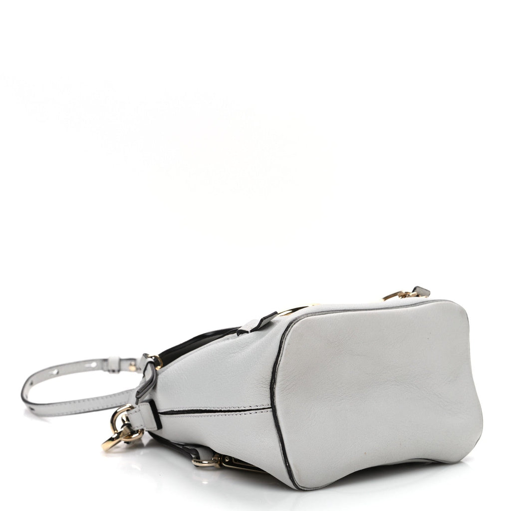 Suede Calfskin Mini Faye Backpack Silver Blue