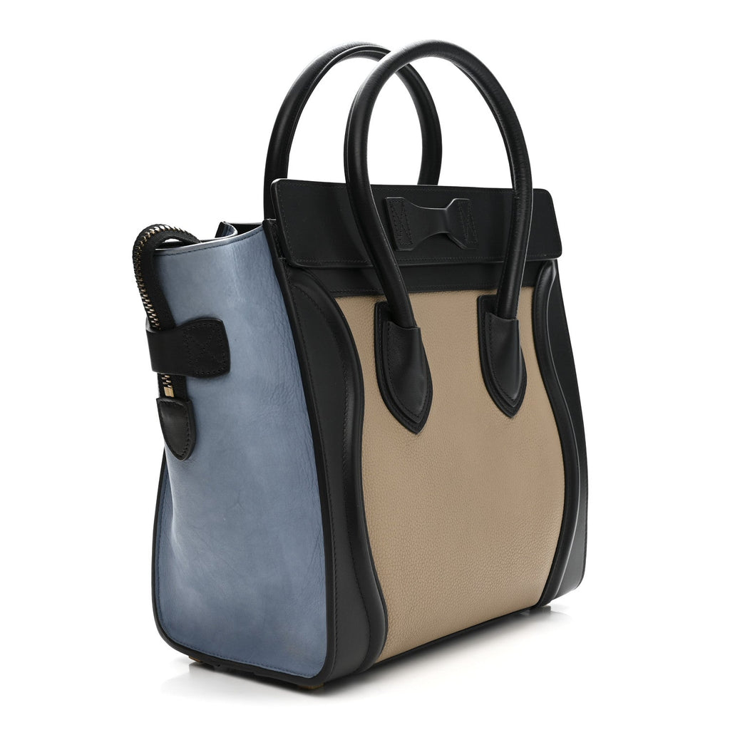 Baby Grained Calfskin Nubuck Micro Tri-Color Luggage Medium Blue