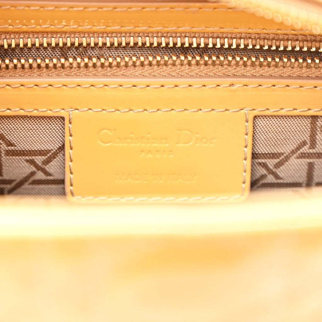 Patent Cannage Medium Lady Dior Dark Beige