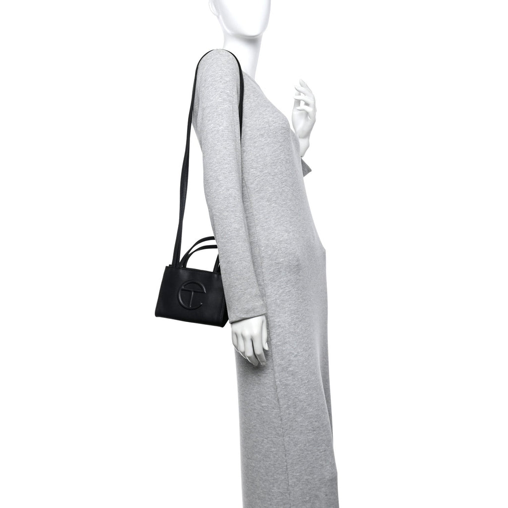 Vegan Leather Small Shopping Bag Black