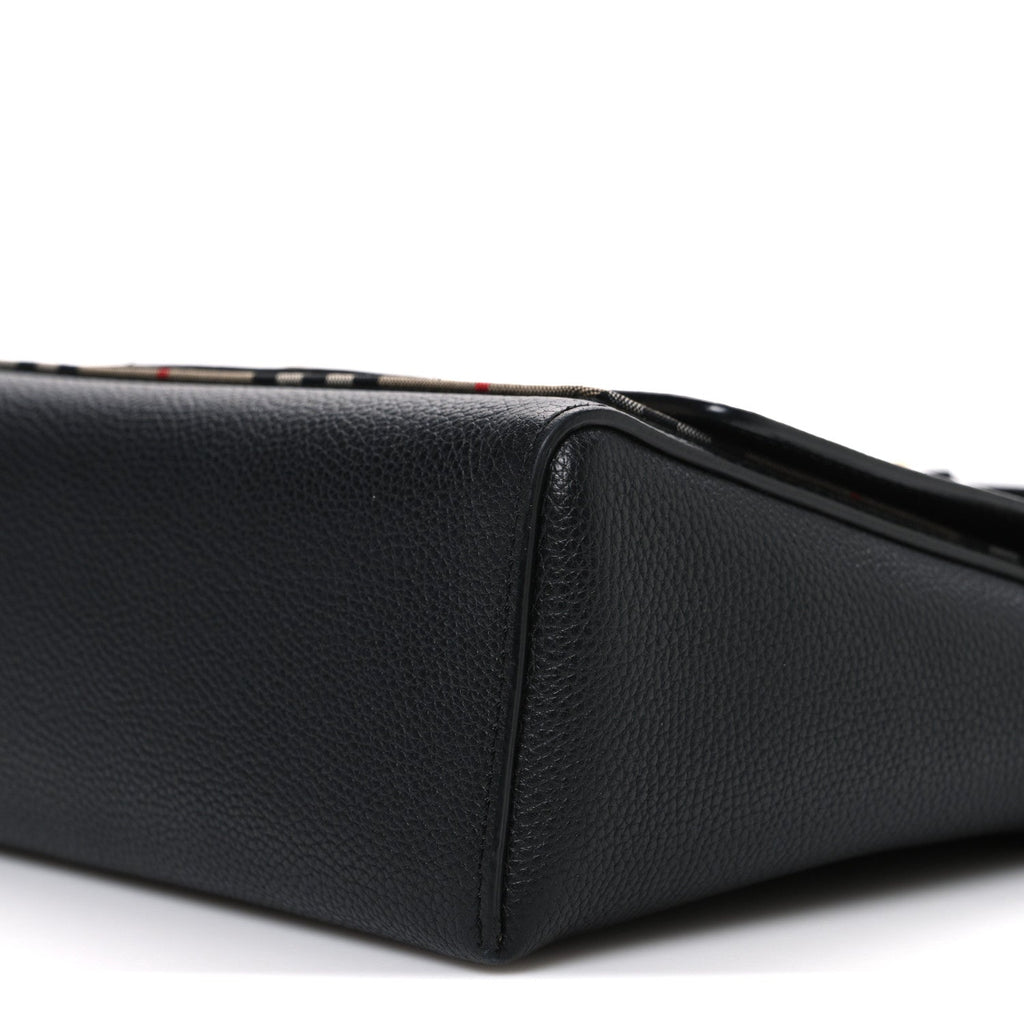 Grainy Calfskin Vintage Check Note Crossbody Bag Black