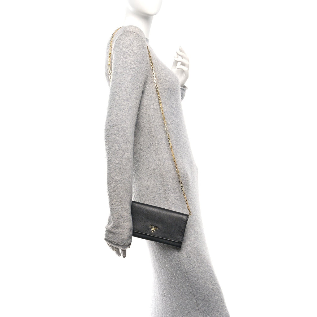 Saffiano Metal Large Chain Wallet Black