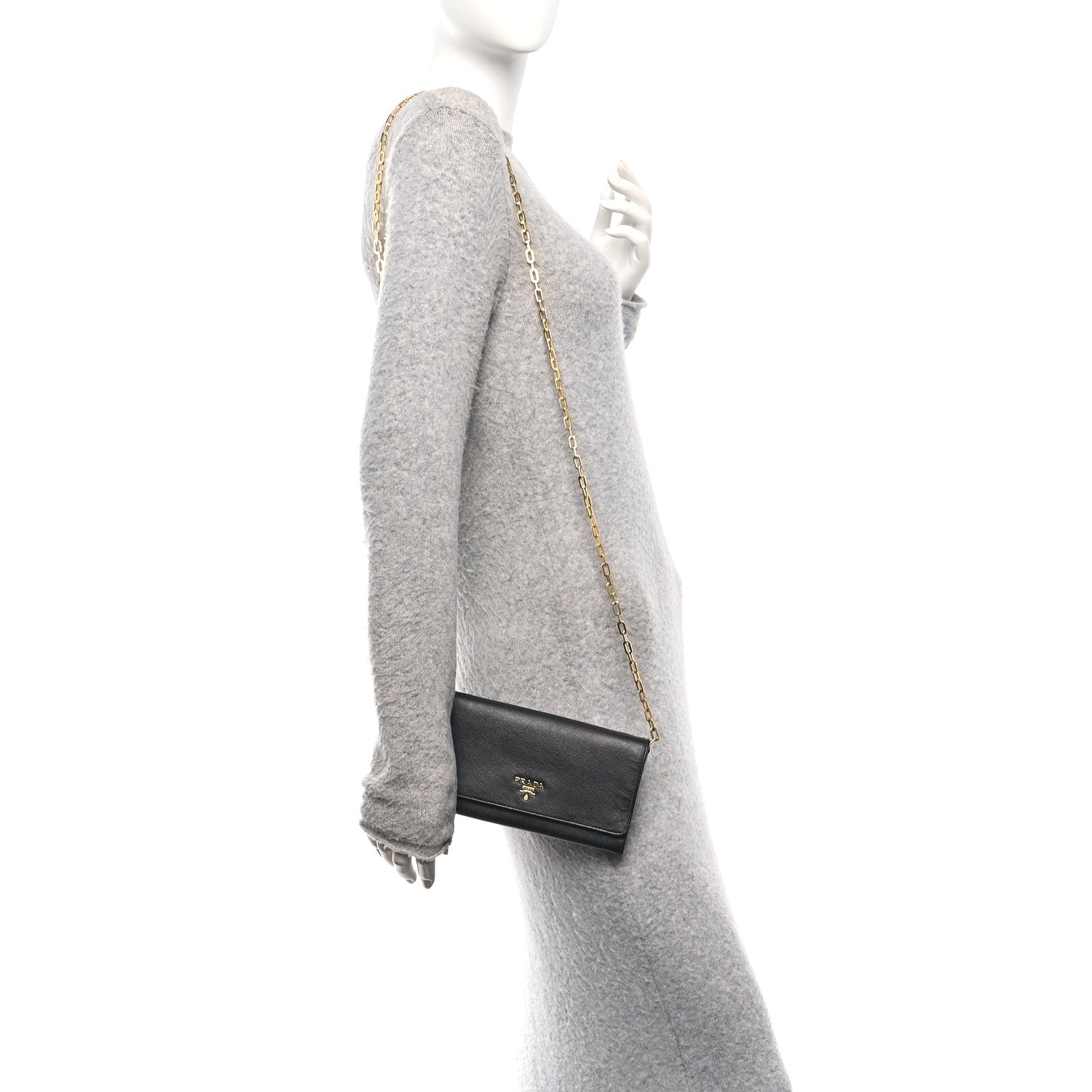 Saffiano Metal Large Chain Wallet Black