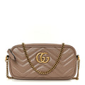 Calfskin Matelasse Mini GG Marmont Chain Crossbody Bag Porcelain Rose