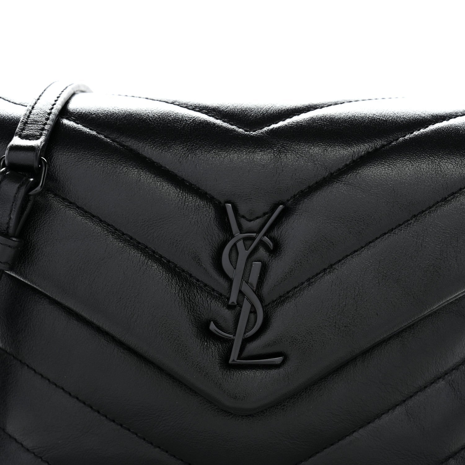 Calfskin Y Quilted Monogram Monochrome Toy Loulou Crossbody Bag Black