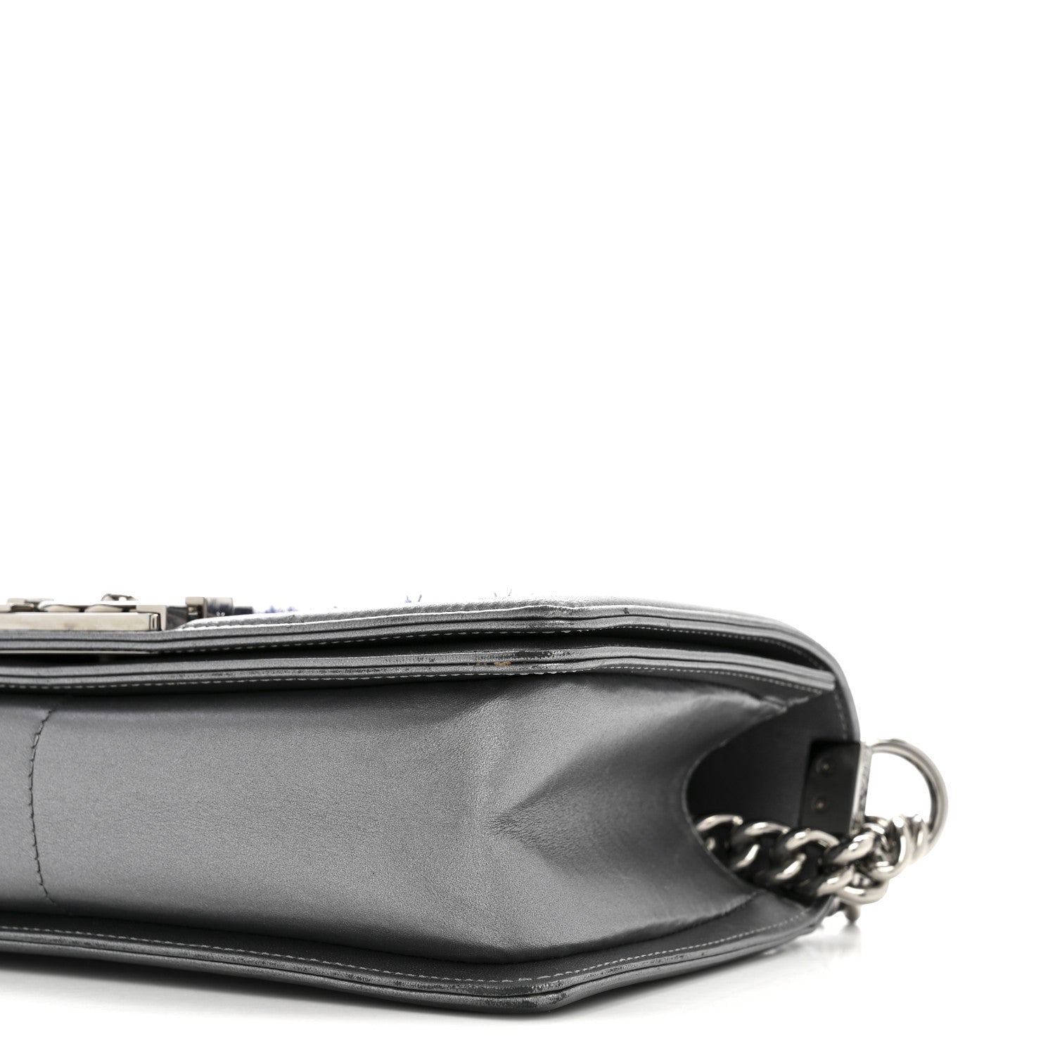 Tweed Metallic Lambskin Medium Boy Flap Silver