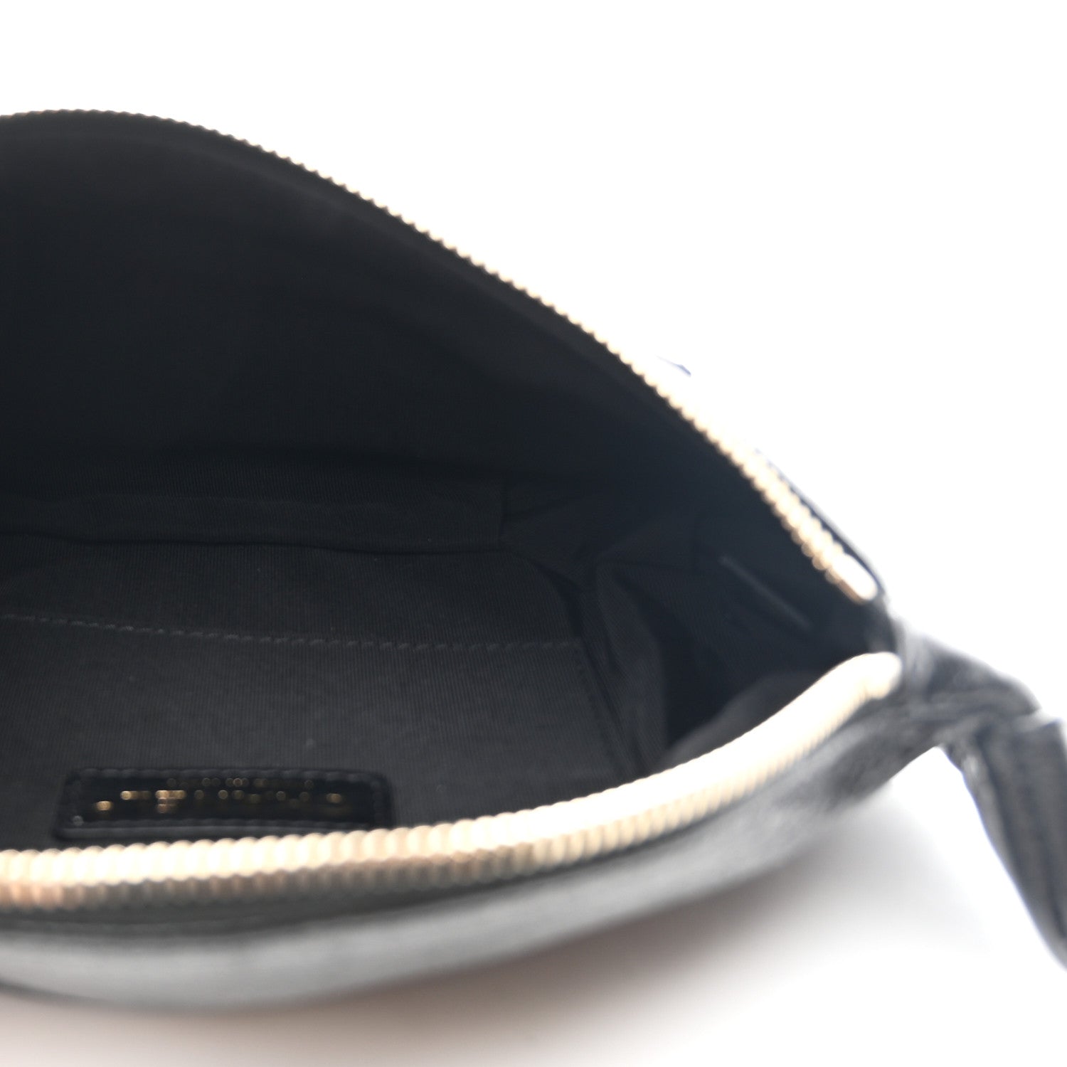 Crumpled Glazed Lambskin Quilted Waist Bag Fanny Pack Black