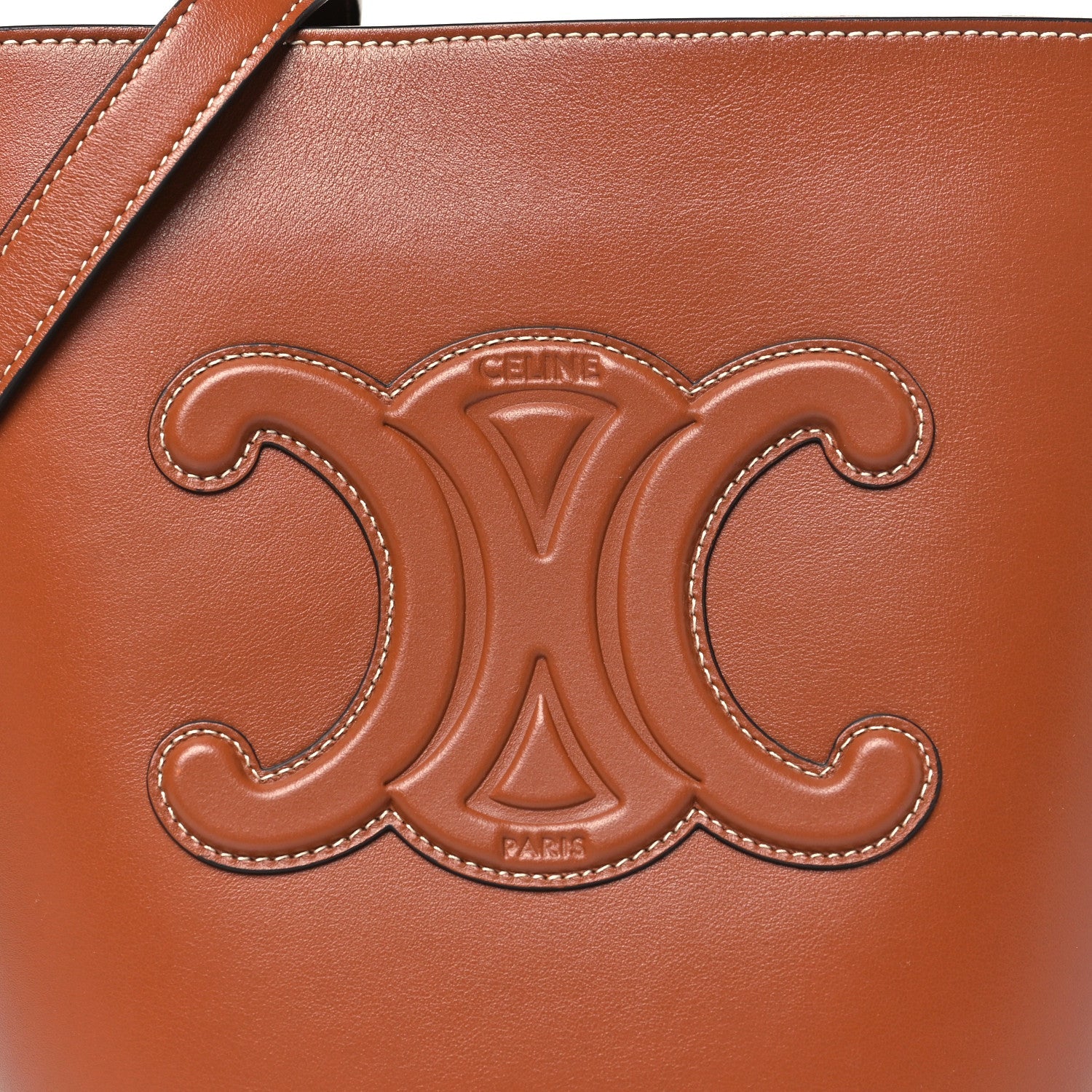 Smooth Calfskin Small Cuir Triomphe Bucket Bag Tan