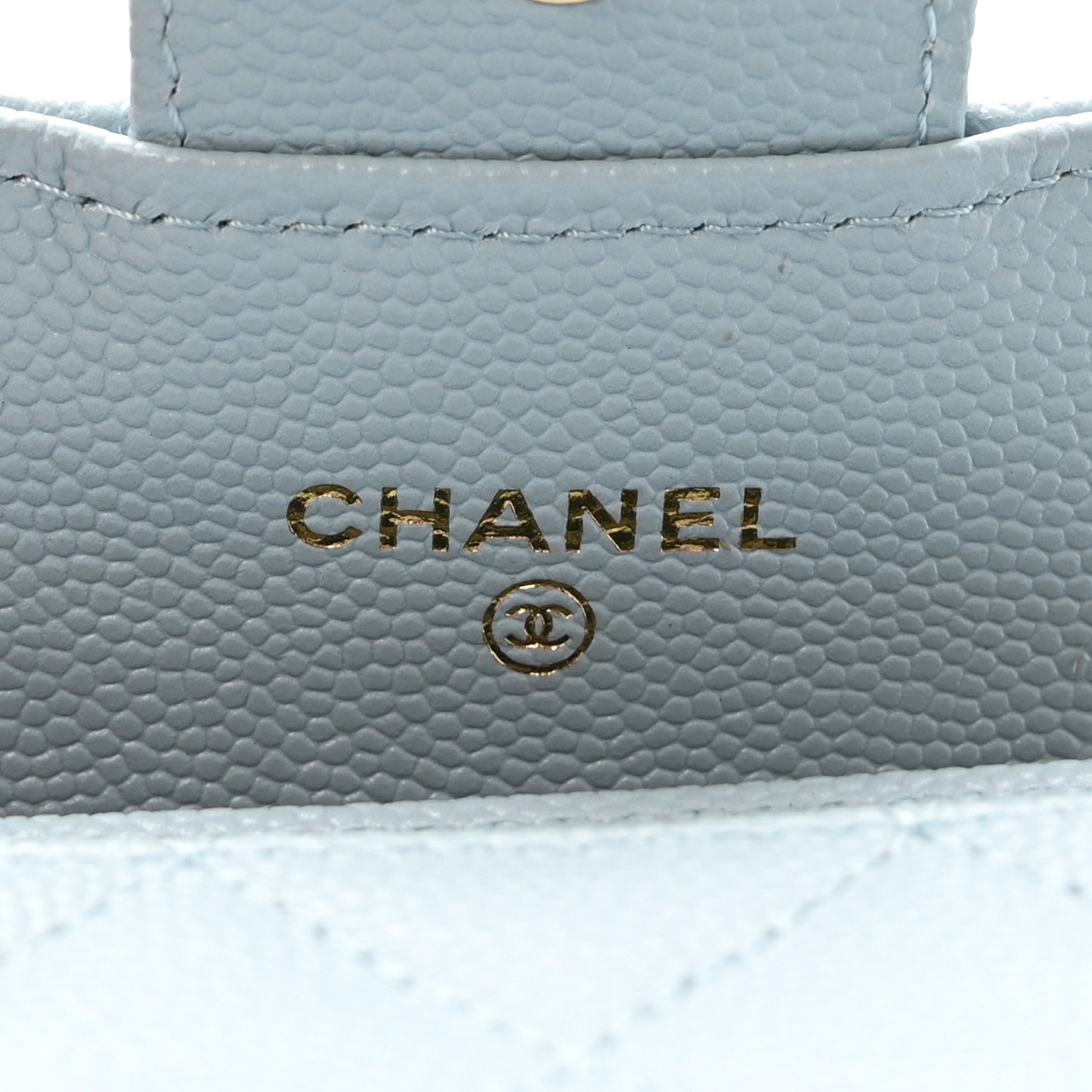 Caviar Quilted Flap  Holder Wallet Light Blue