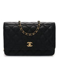 Caviar Quilted CC Turnlock Wallet On Chain WOC Black