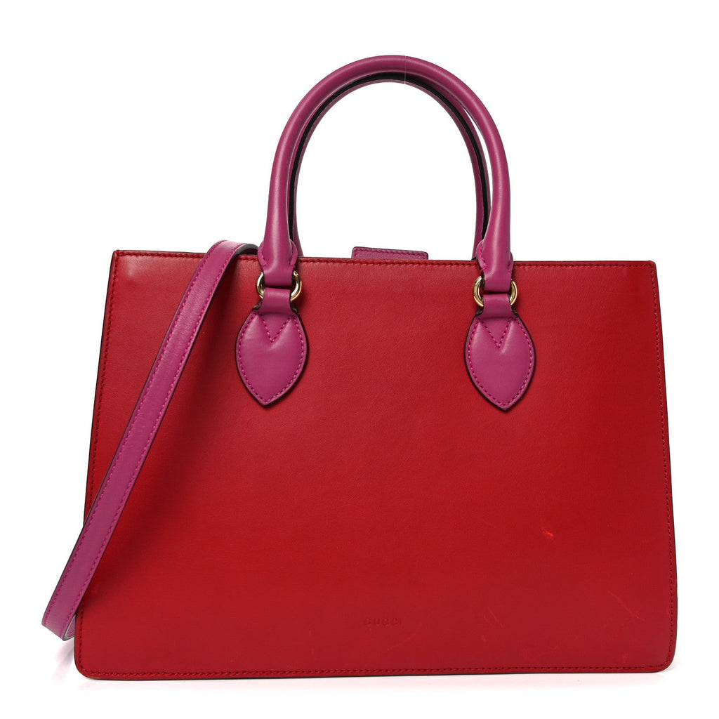 Calfskin Small Top Handle Bag Hibiscus Red New Rosette