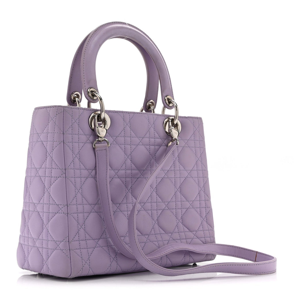 Lambskin Cannage Medium Lady Dior Purple