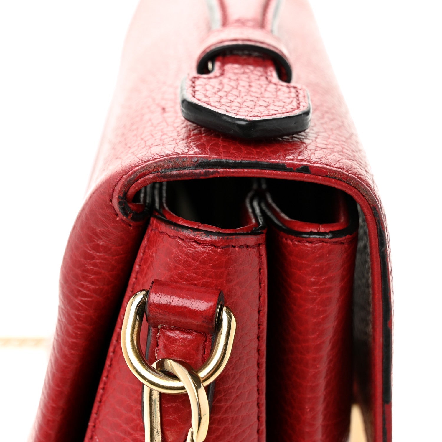 Dollar Calfskin Interlocking G Top Handle Shoulder Bag Red