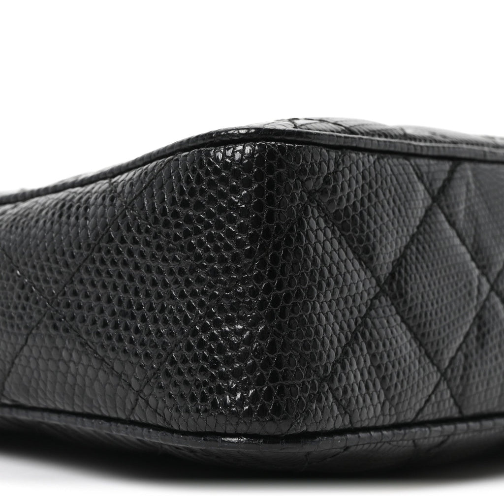 Lizard Quilted Small Tassel Camera Case Black