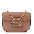 Azalea Calfskin Crystal GG Monogram Mini Horsebit 1955 Shoulder Bag Dusty Rose