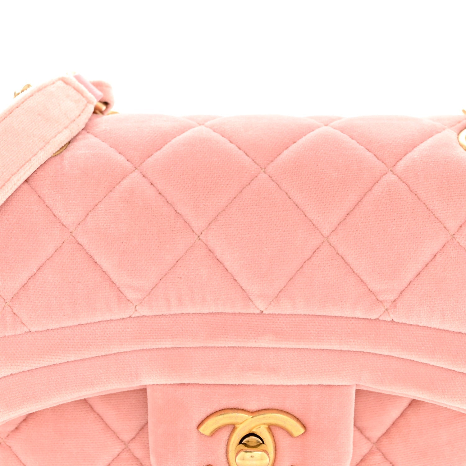 Velvet Quilted Mini Flap Pink