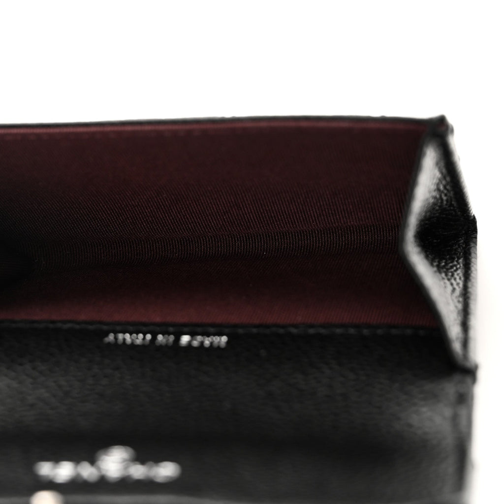 Caviar Quilted Flap  Holder Wallet Black