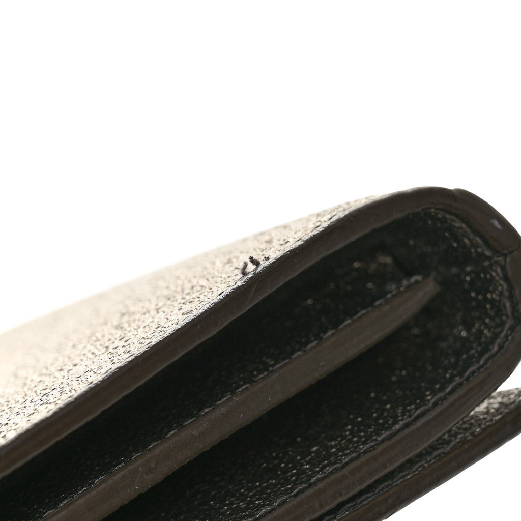 Grained Metallic Calfskin Monogram Chain Wallet Bronze